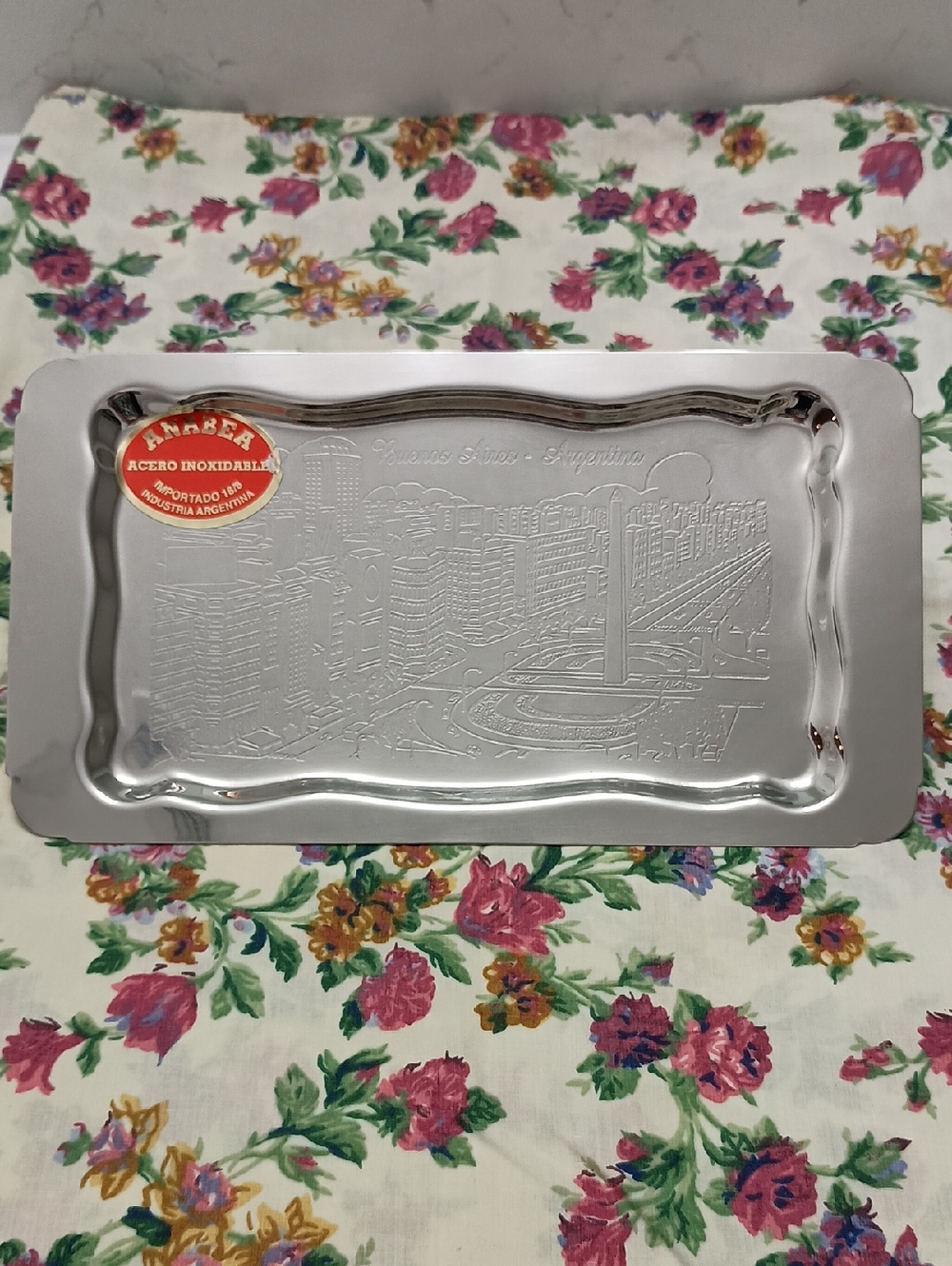 Buenos Aires Stainless Steel Tray By Anabea Platter Argentina South America *Vtg